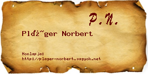 Pláger Norbert névjegykártya